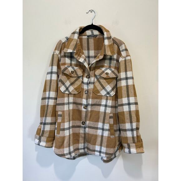 Plaid Button-Up Women's Jacket - Picture 1 of 8